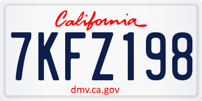 CA license plate 7KFZ198