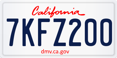 CA license plate 7KFZ200