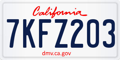 CA license plate 7KFZ203