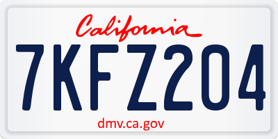 CA license plate 7KFZ204
