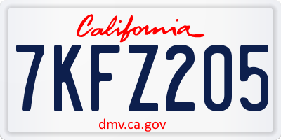 CA license plate 7KFZ205