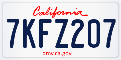 CA license plate 7KFZ207