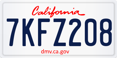CA license plate 7KFZ208