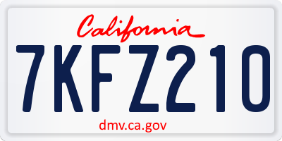 CA license plate 7KFZ210