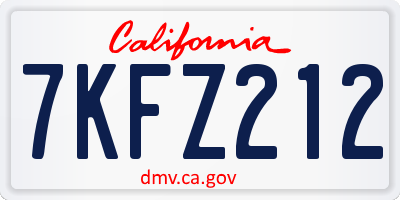 CA license plate 7KFZ212