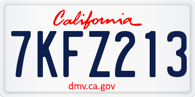 CA license plate 7KFZ213