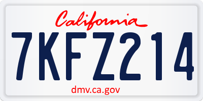 CA license plate 7KFZ214