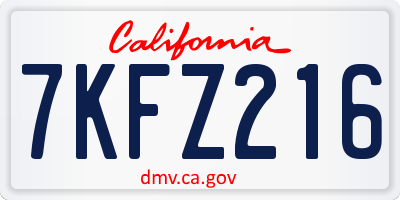 CA license plate 7KFZ216