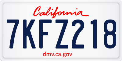CA license plate 7KFZ218