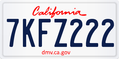 CA license plate 7KFZ222