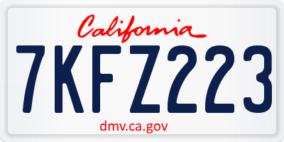CA license plate 7KFZ223