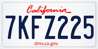 CA license plate 7KFZ225