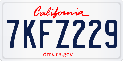 CA license plate 7KFZ229