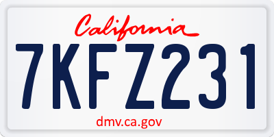 CA license plate 7KFZ231