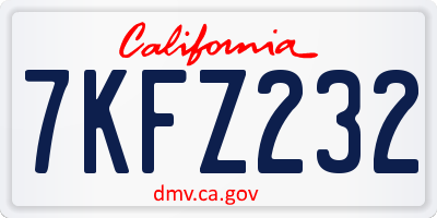 CA license plate 7KFZ232