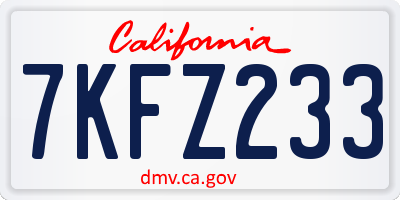 CA license plate 7KFZ233