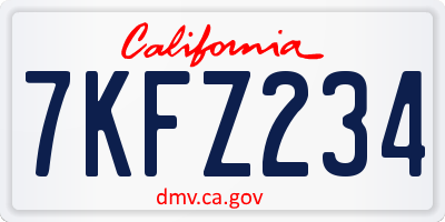 CA license plate 7KFZ234