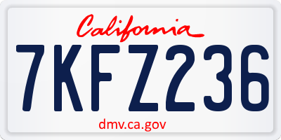 CA license plate 7KFZ236