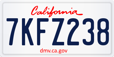 CA license plate 7KFZ238