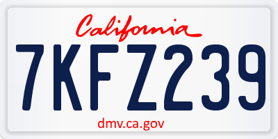CA license plate 7KFZ239