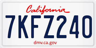 CA license plate 7KFZ240