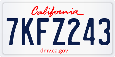 CA license plate 7KFZ243