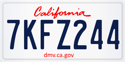 CA license plate 7KFZ244