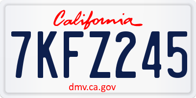 CA license plate 7KFZ245