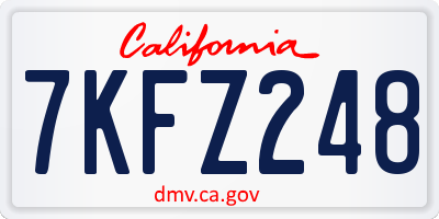 CA license plate 7KFZ248