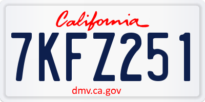 CA license plate 7KFZ251