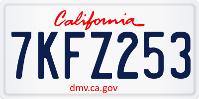 CA license plate 7KFZ253