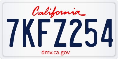 CA license plate 7KFZ254