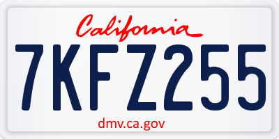CA license plate 7KFZ255