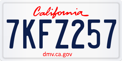 CA license plate 7KFZ257