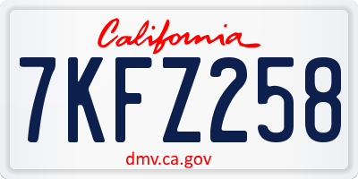CA license plate 7KFZ258