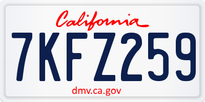 CA license plate 7KFZ259