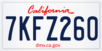 CA license plate 7KFZ260