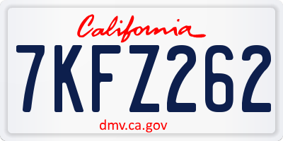 CA license plate 7KFZ262