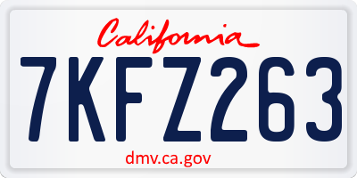 CA license plate 7KFZ263