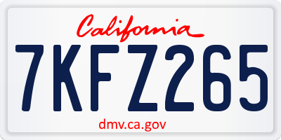 CA license plate 7KFZ265