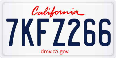 CA license plate 7KFZ266