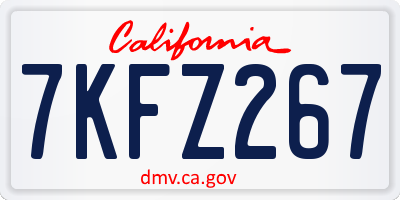 CA license plate 7KFZ267