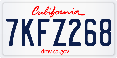 CA license plate 7KFZ268