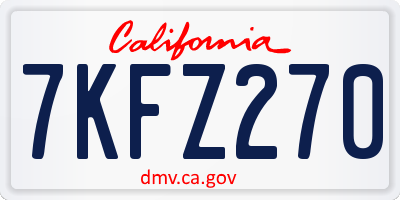 CA license plate 7KFZ270
