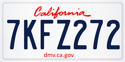 CA license plate 7KFZ272