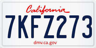 CA license plate 7KFZ273