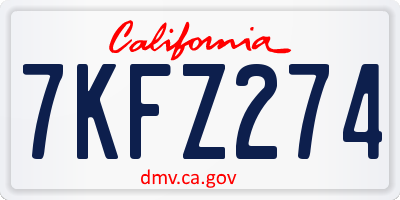CA license plate 7KFZ274