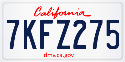 CA license plate 7KFZ275