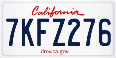 CA license plate 7KFZ276