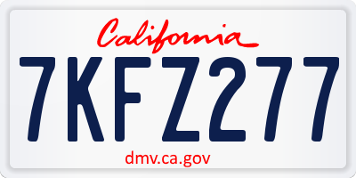CA license plate 7KFZ277